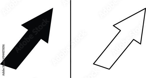 Black and white arrows pointing up for growth and progress isolated on transparent background, Vector