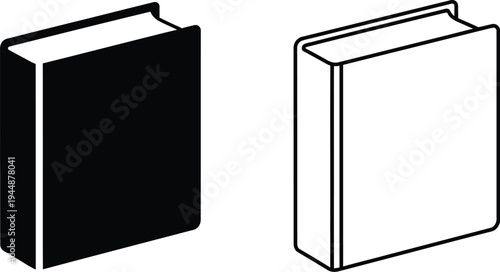 Black and white book illustrations side by side isolated on transparent background, Vector