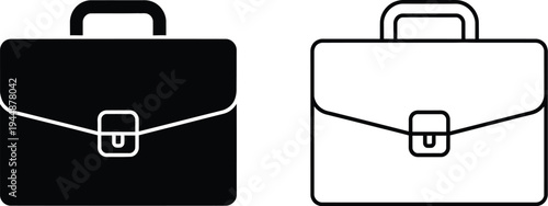 Briefcase icon set business isolated on transparent background, Vector