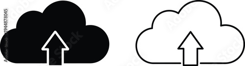 Cloud upload icons isolated on transparent background, Vector