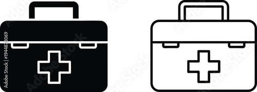 First aid kit icons isolated on transparent background, Vector