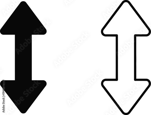 Up and down arrows icons isolated on transparent background, Vector