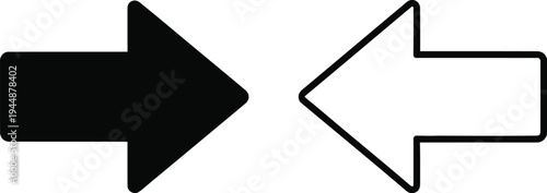 Black and white arrows pointing right isolated on transparent background, Vector