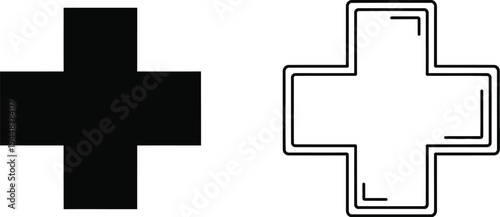 Plus signs medical symbols isolated on transparent background, Vector