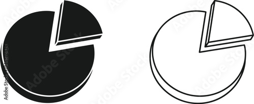 Pie chart black and white isolated on transparent background, Vector