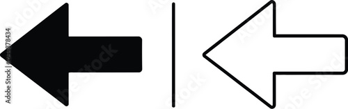 Black and white arrows pointing left and right isolated on transparent background, Vector