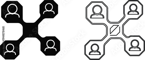 Network connection people icon set isolated on transparent background, Vector
