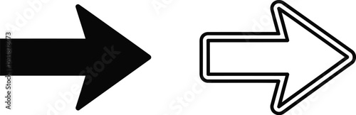Black and white arrows pointing right isolated on transparent background, Vector