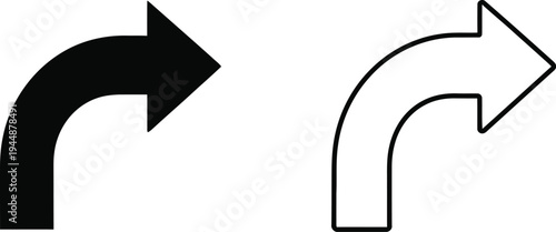 Black and white arrows pointing right isolated on transparent background, Vector