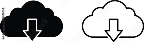 Cloud download icons isolated on transparent background, Vector