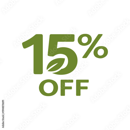 15% off ECO vector
Vector percentage discount sale on a white background