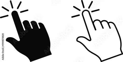 Click here icon buttons isolated on transparent background, Vector