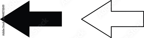 Black and white arrows pointing left and right isolated on transparent background, Vector