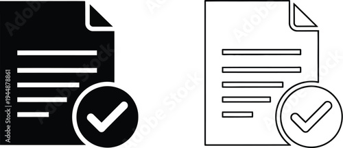 Document checklist verified icons isolated on transparent background, Vector