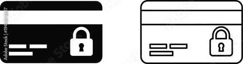 Secure credit card icons isolated on transparent background, Vector