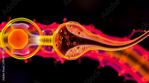 Colorful microscope shot of spermatogenesis stages, cellular details, scientific accuracy