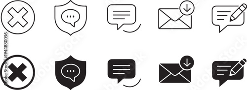 message vector set outline filled email send receive editing