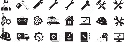 tool icons for construction site workshop and industrial use