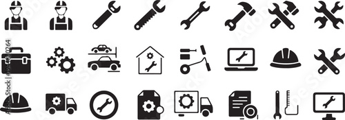 tool icon collection maintenance repair and mechanical symbols