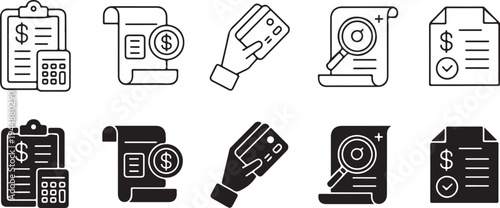 invoice vector icons financial billing payment outline and solid set