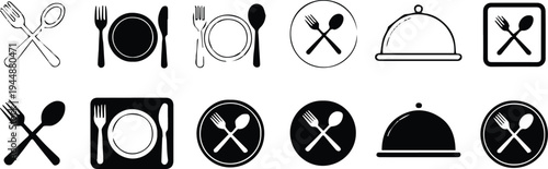 table ware vector collection cutlery plate spoon fork serving dome