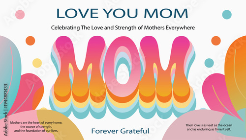 Pastel Gradient Mom Love Poster Vector Illustration