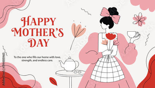 Soft Pink Romantic Mother Poster Vector Illustration