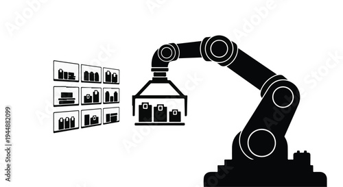 Industrial robotic arm assembling factory buildings
