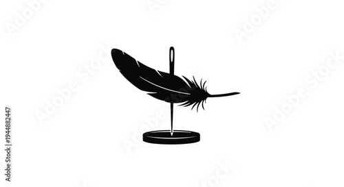 black feather on stand decorative object