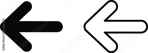 Black and white arrows pointing left and right isolated on transparent background, Vector