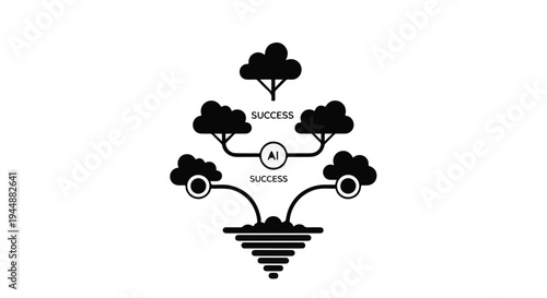 business growth success concept with tree and funnel