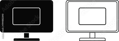 Computer monitors icons isolated on transparent background, Vector