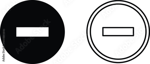 Minus sign icons isolated on transparent background, Vector