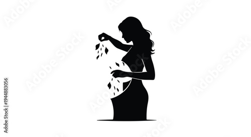 silhouette woman pouring flowers bouquet romantic gesture