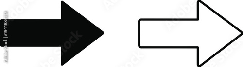 Black and white arrows pointing right isolated on transparent background, Vector