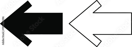 Black and white arrows pointing in opposite directions isolated on transparent background, Vector