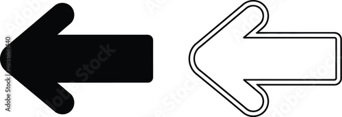 Black and white arrows pointing in opposite directions isolated on transparent background, Vector