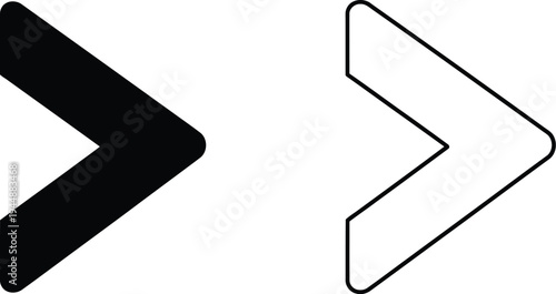 Black and white arrows pointing right, direction symbols isolated on transparent background, Vector