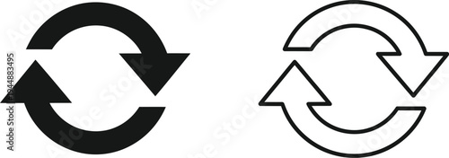 Refresh arrows icons isolated on transparent background, Vector