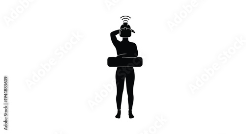 woman lifting dumbbell with wifi signal strength symbol