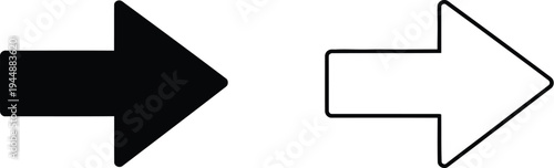 Black and white arrow symbols pointing right isolated on transparent background, Vector