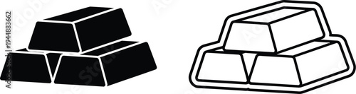 Gold bars and silver bullion isolated on transparent background, Vector