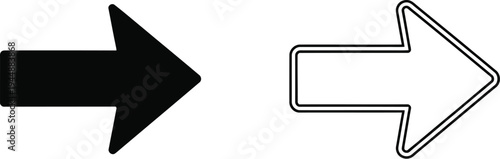 Black and white arrows pointing right directional symbols isolated on transparent background, Vector