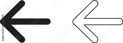 Arrows pointing left and right, black and white direction symbols isolated on transparent background, Vector