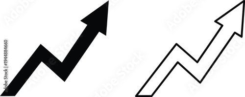 Upward trending arrows growth success isolated on transparent background, Vector