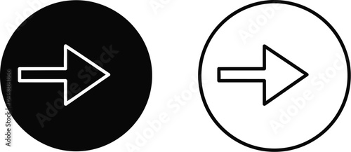 Black and white arrows pointing right isolated on transparent background, Vector