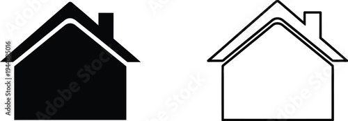 House icon set black and white isolated on transparent background, Vector