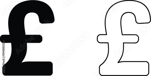 Pound sterling symbol currency sign isolated on transparent background, Vector