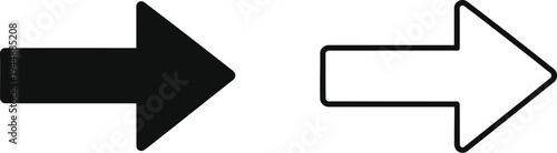 Black and white arrows pointing right, direction symbol isolated on transparent background, Vector