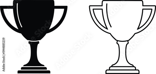 Trophy cup awards symbols isolated on transparent background, Vector